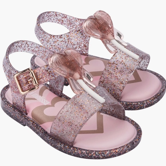 Mini Melissa Shoes Kids Mini Mar Jelly Pop Pink Glitter Sandal Size